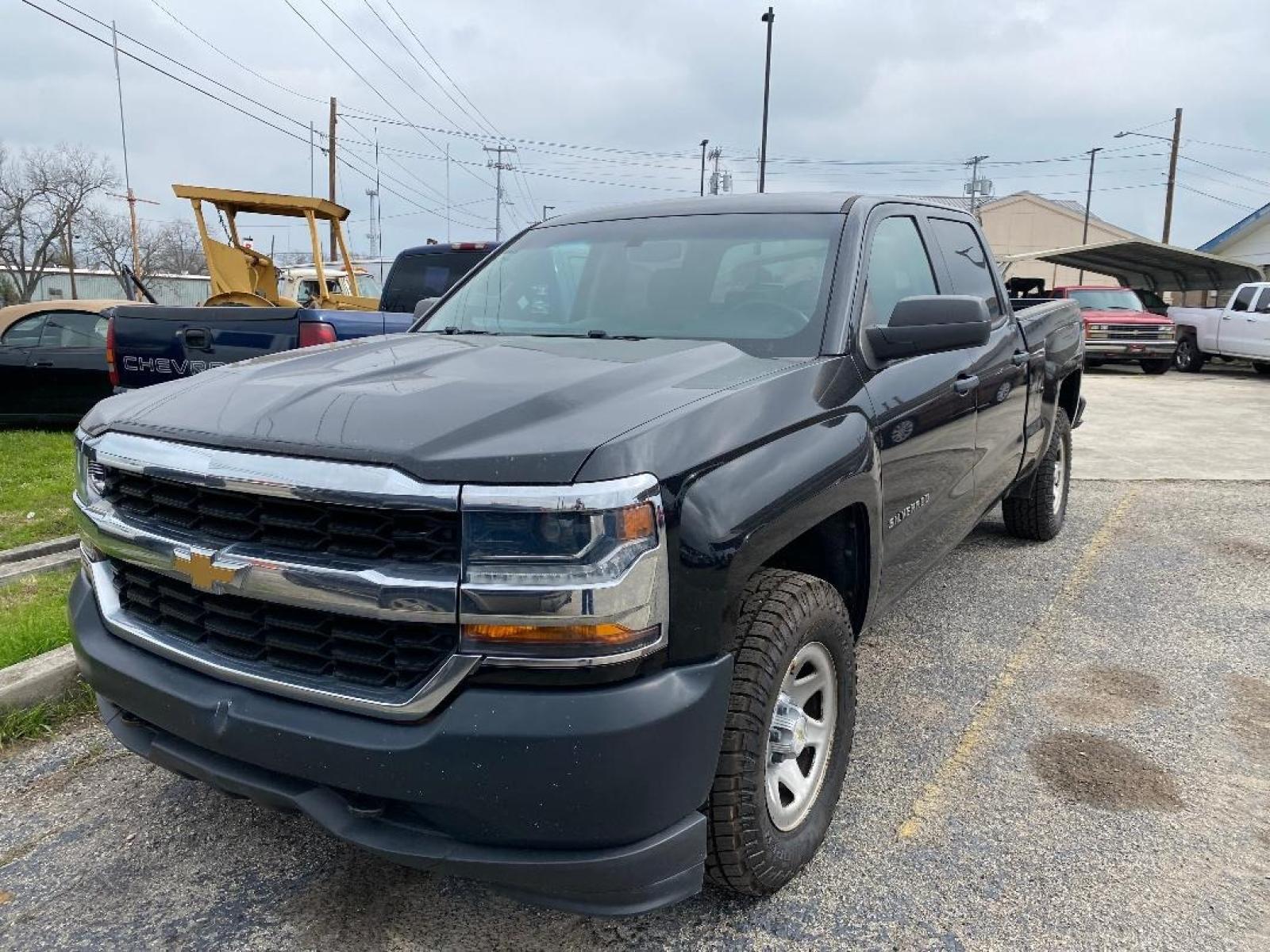 2018 Black Chevrolet Silverado 1500 LS Crew Cab Long Box 4WD (3GCUKNEC6JG) with an 5.3L V8 OHV 16V engine, 6A transmission, located at 1687 Business 35 S, New Braunfels, TX, 78130, (830) 625-7159, 29.655487, -98.051491 - Photo #0